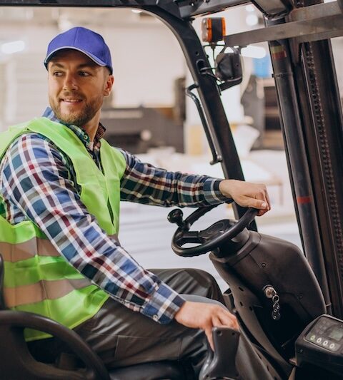 Man som kör truck